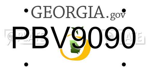 PBV9090 Georgia License Plate