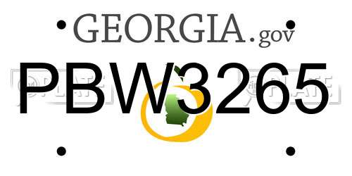 PBW3265 Georgia License Plate