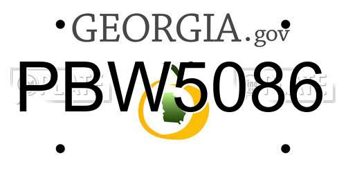 PBW5086 Georgia License Plate