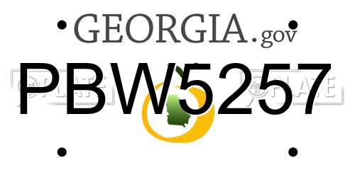 PBW5257 Georgia License Plate