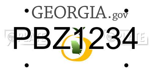 PBZ1234 Georgia License Plate