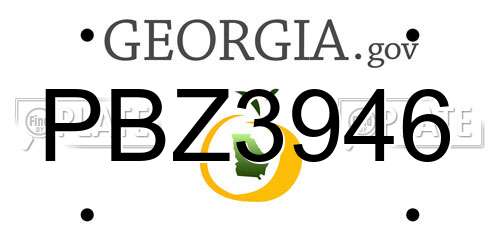 PBZ3946 Georgia License Plate