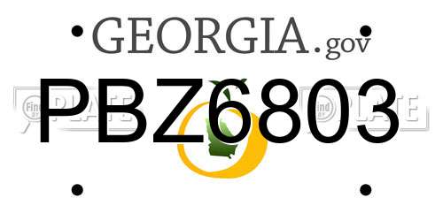 PBZ6803 Georgia License Plate