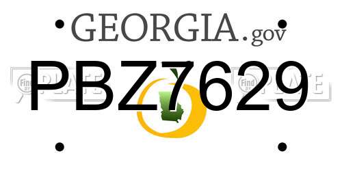 PBZ7629 Georgia License Plate