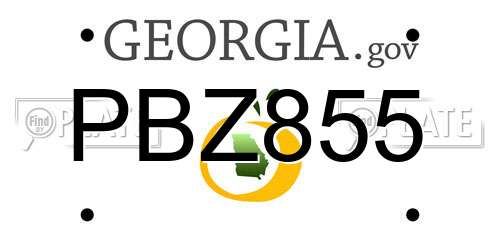 PBZ855 Georgia License Plate