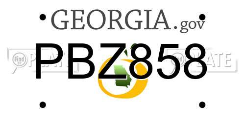 PBZ858 Georgia License Plate
