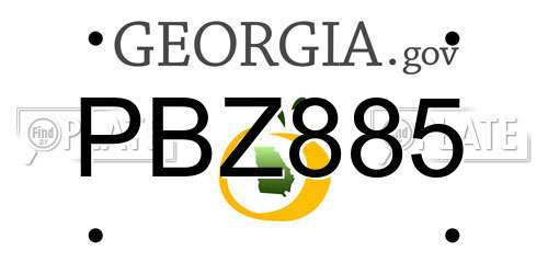 PBZ885 Georgia License Plate