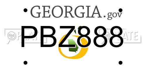PBZ888 Georgia License Plate