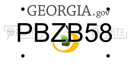 PBZB58 Georgia License Plate