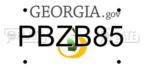 PBZB85 Georgia License Plate