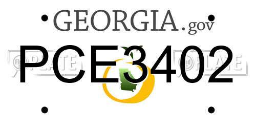 PCE3402 Georgia License Plate