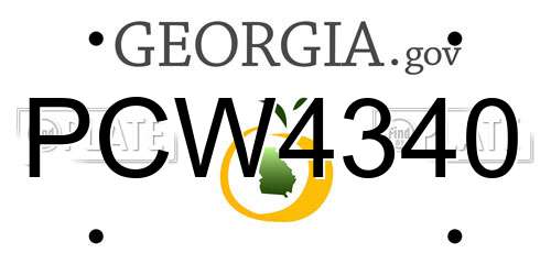 PCW4340 Georgia License Plate
