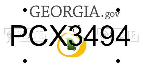 PCX3494 Georgia License Plate