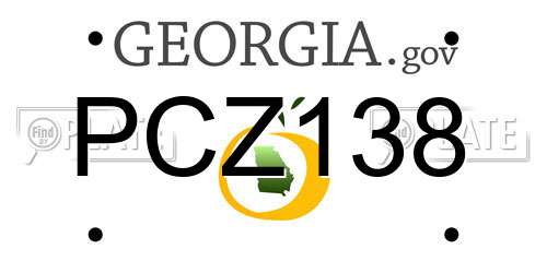 PCZ138 Georgia License Plate