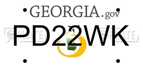 PD22WK Georgia License Plate