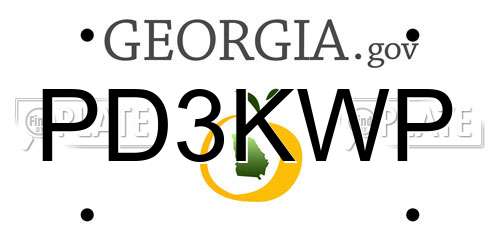 PD3KWP Georgia License Plate