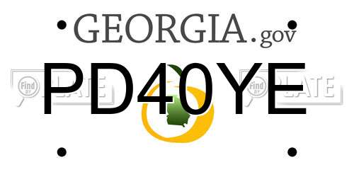 PD40YE Georgia License Plate
