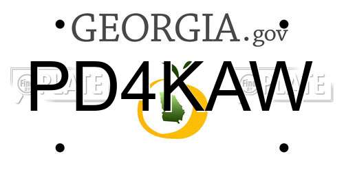 PD4KAW Georgia License Plate