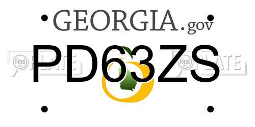 PD63ZS Georgia License Plate