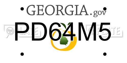PD64M5 Georgia License Plate