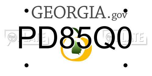 PD85Q0 Georgia License Plate