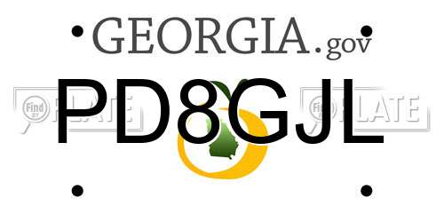 PD8GJL Georgia License Plate