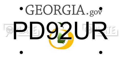 PD92UR Georgia License Plate