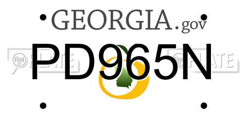 PD965N Georgia License Plate