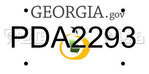 PDA2293 Georgia License Plate