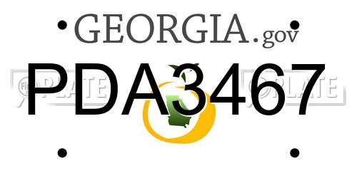 PDA3467 Georgia License Plate