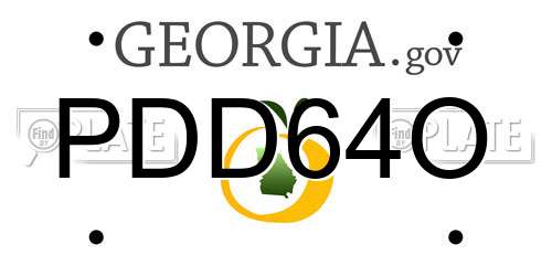 PDD64O Georgia License Plate