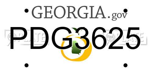 PDG3625 Georgia License Plate