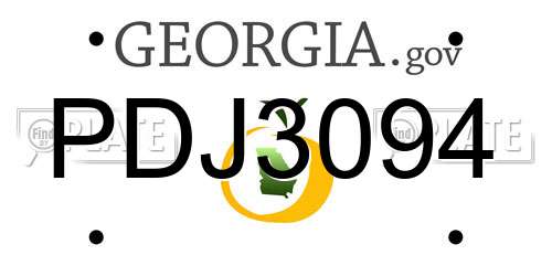 PDJ3094 Georgia License Plate