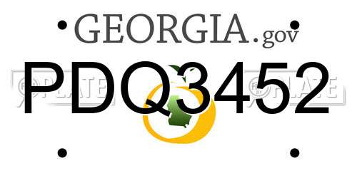 PDQ3452 Georgia License Plate