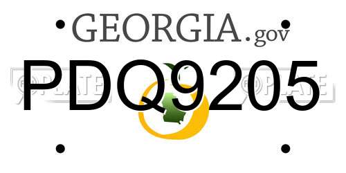 PDQ9205 Georgia License Plate