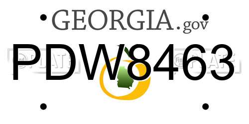 PDW8463 Georgia License Plate