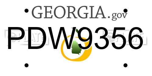 PDW9356 Georgia License Plate