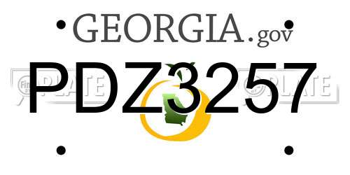 PDZ3257 Georgia License Plate