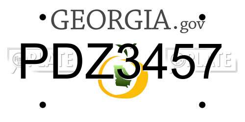 PDZ3457 Georgia License Plate