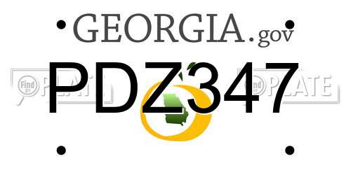 PDZ347 Georgia License Plate