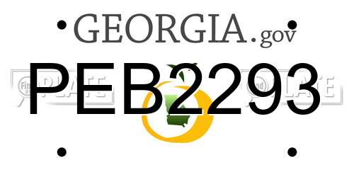 PEB2293 Georgia License Plate