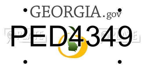 PED4349 Georgia License Plate