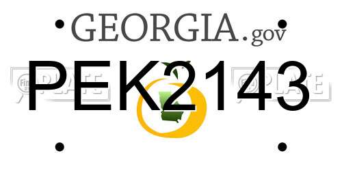 PEK2143 Georgia License Plate