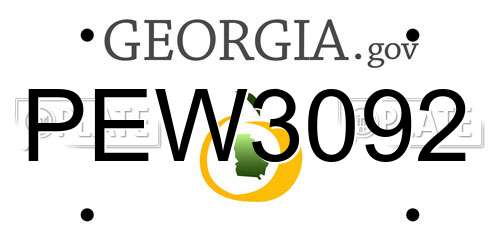 PEW3092 Georgia License Plate