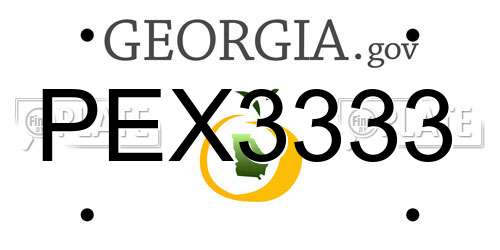 PEX3333 Georgia License Plate