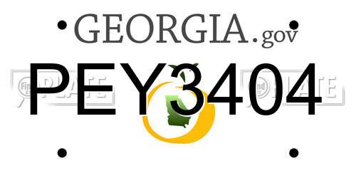 PEY3404 Georgia License Plate