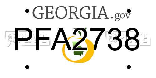 PFA2738 Georgia License Plate