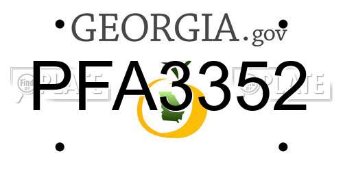 PFA3352 Georgia License Plate