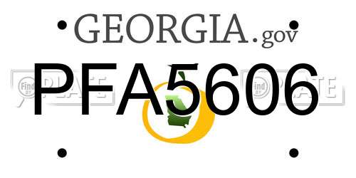 PFA5606 Georgia License Plate