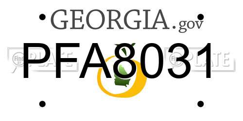 PFA8031 Georgia License Plate